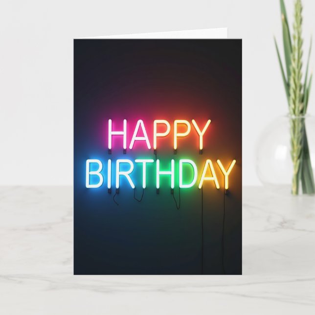 Tarjeta de cumpleaños con brillo luminoso alegre (Anverso)