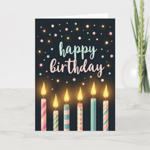 Tarjeta de cumpleaños con brillo pastel