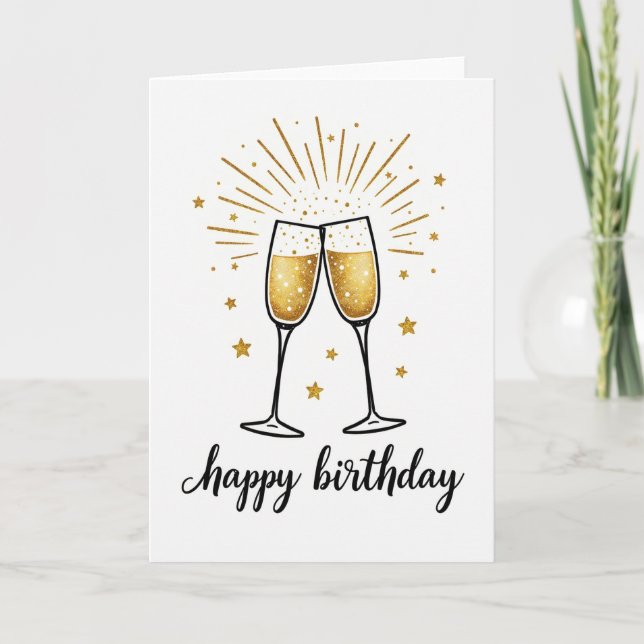 Tarjeta de cumpleaños con brindis brillante (Anverso)
