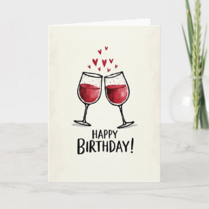 Tarjeta de cumpleaños con brindis de copa