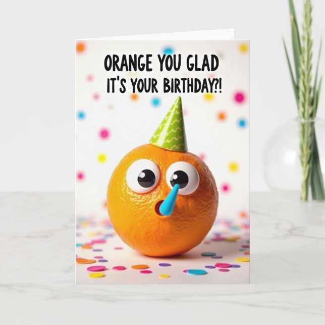 Tarjeta de cumpleaños con broma de naranja (Anverso)