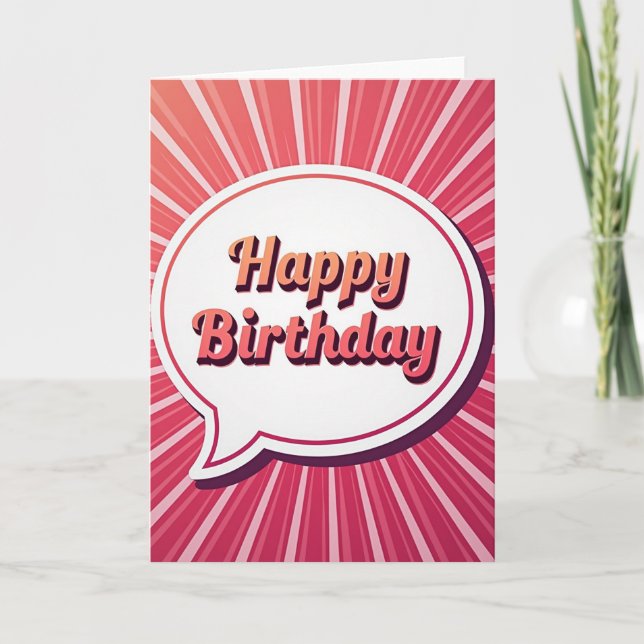 Tarjeta de cumpleaños con burbuja de discurso vibr (Anverso)