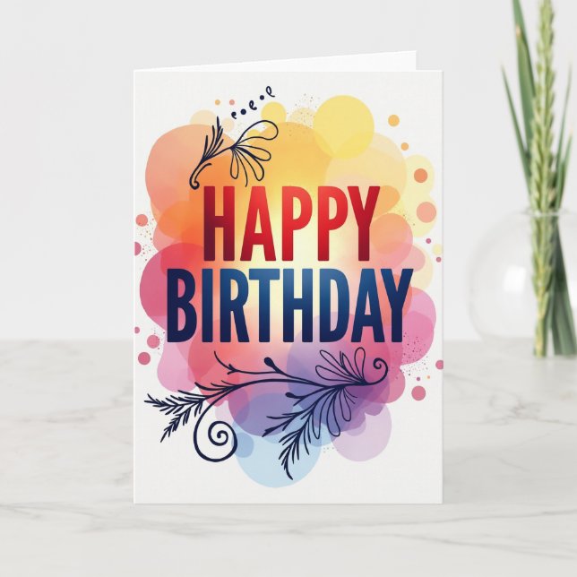 Tarjeta de cumpleaños con burbujas abstractas (Anverso)
