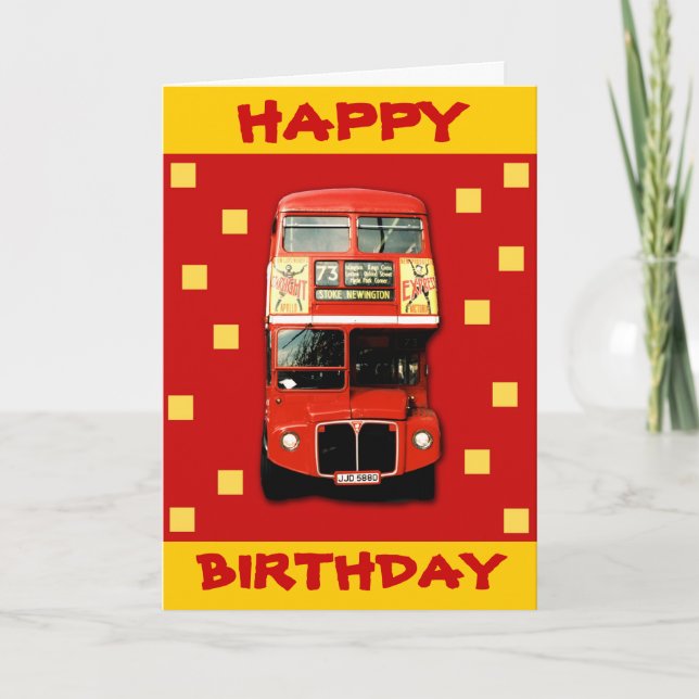 Tarjeta de cumpleaños con bus de Londres (Anverso)