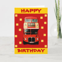 Tarjeta de cumpleaños con bus de Londres