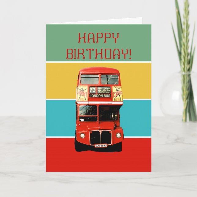 Tarjeta de cumpleaños con bus de Londres (Anverso)