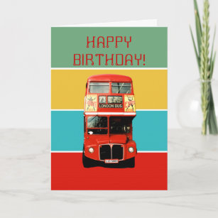 Tarjeta de cumpleaños con bus de Londres