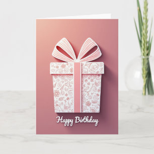 Tarjeta de cumpleaños con caja de regalo dulce