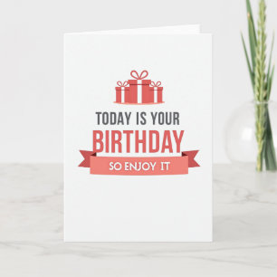 Tarjeta de cumpleaños con caja de regalo moderna