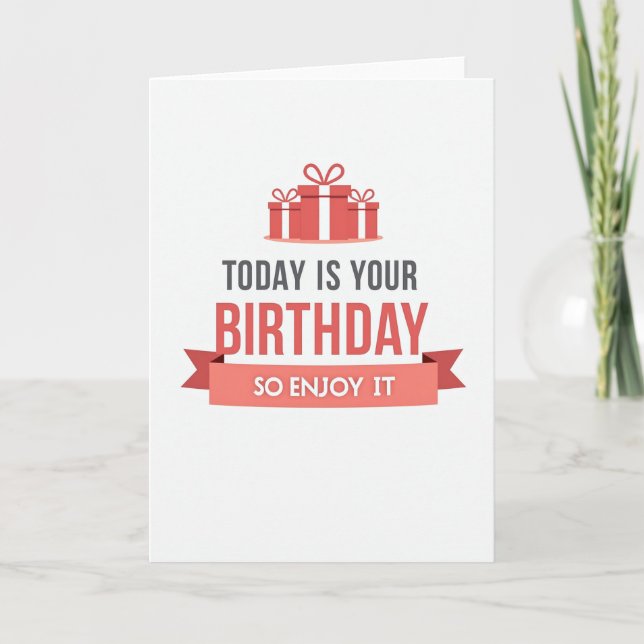 Tarjeta de cumpleaños con caja de regalo moderna (Anverso)