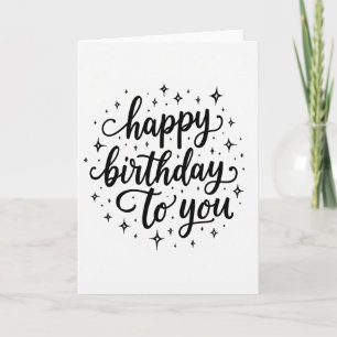 Tarjeta de cumpleaños con caligrafía festiva