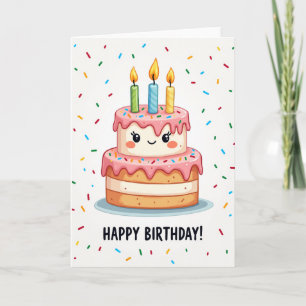 Tarjeta de Cumpleaños con Cara de Torta Dulce