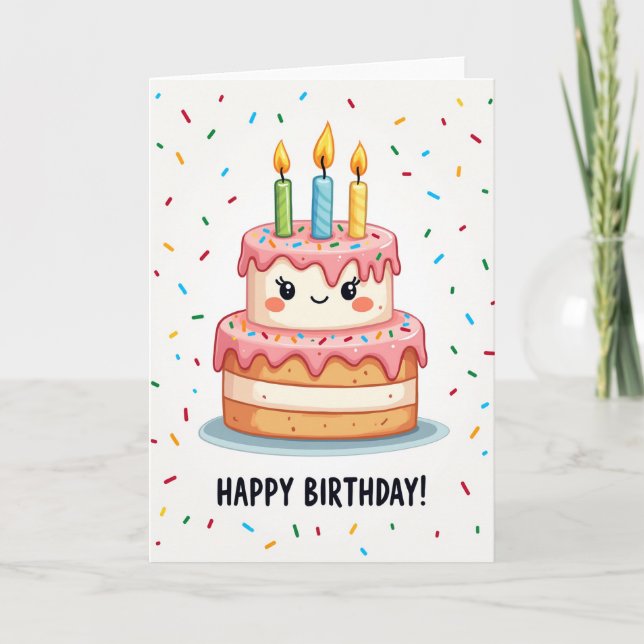 Tarjeta de Cumpleaños con Cara de Torta Dulce (Anverso)