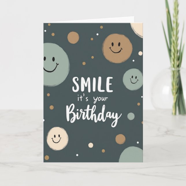 Tarjeta de cumpleaños con caras sonrientes (Anverso)