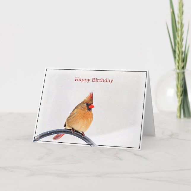 Tarjeta de cumpleaños con cardenal femenino (Anverso)
