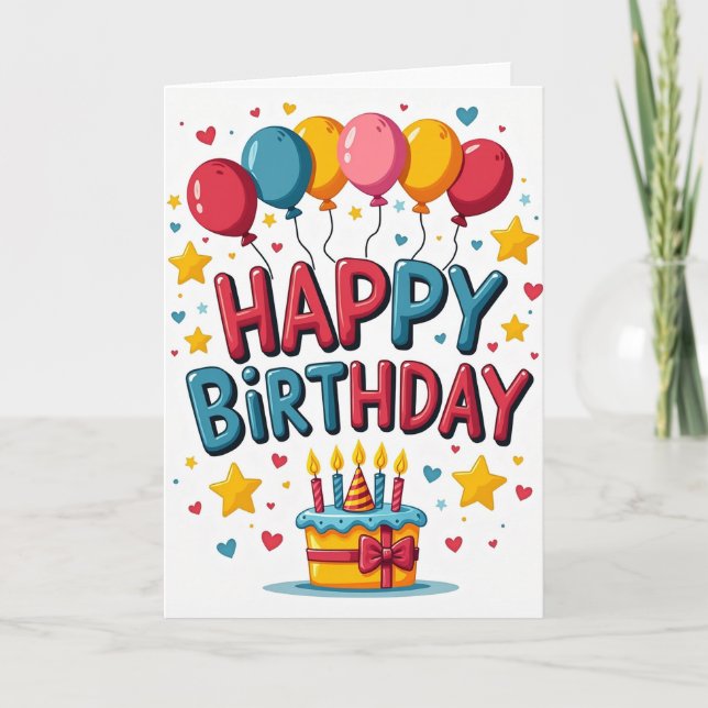 Tarjeta de cumpleaños con carta festiva (Anverso)