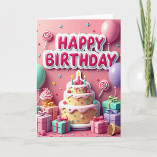 Tarjeta de cumpleaños con carta rosa