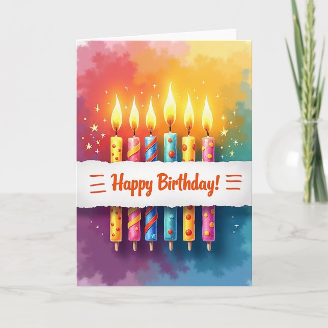 Tarjeta de cumpleaños con celebración estampada (Anverso)