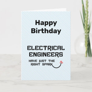 Tarjeta de cumpleaños con chispa para ingenieros e