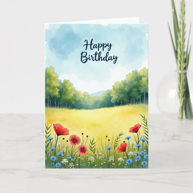 Tarjeta de cumpleaños con cielo de acuarela (Anverso)