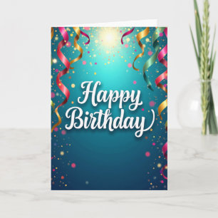 Tarjeta de cumpleaños con cinta brillante