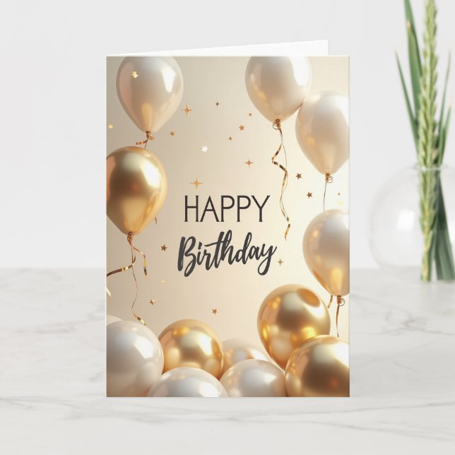 Tarjeta de Cumpleaños con Cinta Dorada (Anverso)