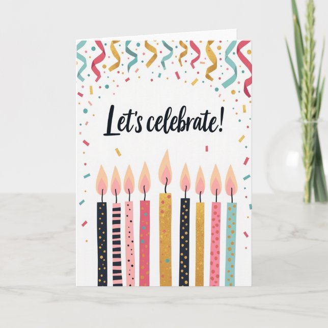 Tarjeta de cumpleaños con cinta festiva (Anverso)