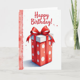 Tarjeta de cumpleaños con cinta roja