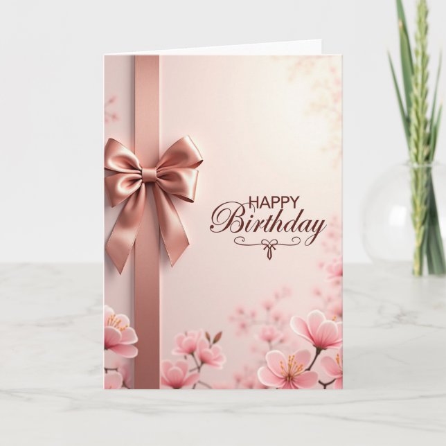 Tarjeta de Cumpleaños con Cinta Tierna (Anverso)