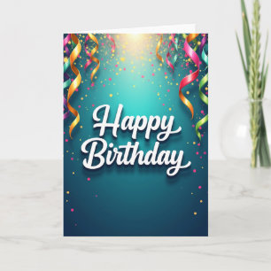 Tarjeta de cumpleaños con cintas festivas