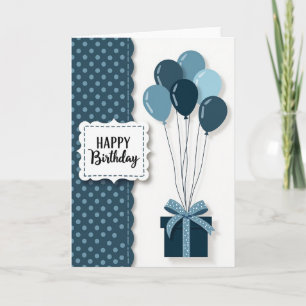 Tarjeta de cumpleaños con círculos azules alegres