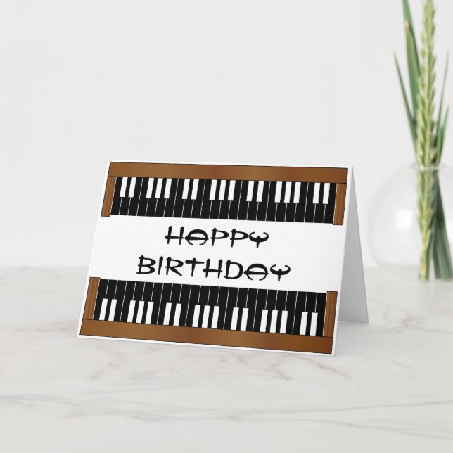 Tarjeta de cumpleaños con clave de piano (Anverso)