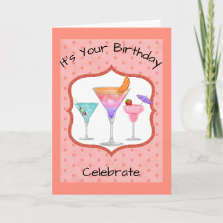 Tarjeta de cumpleaños con cócteles