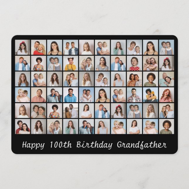 Tarjeta de cumpleaños con collage de 60 fotos, aña (Anverso)