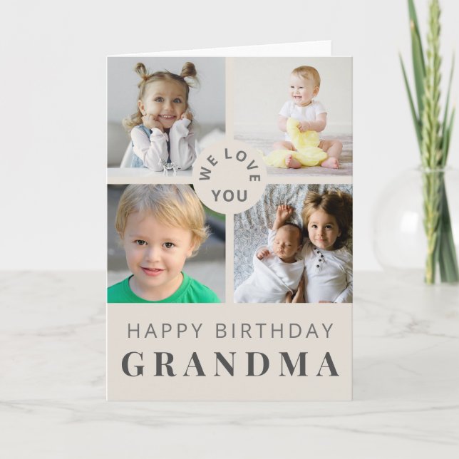 Tarjeta de cumpleaños con collage de fotos de la a (Anverso)