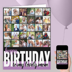 Tarjeta de cumpleaños con collage de fotos de mamá