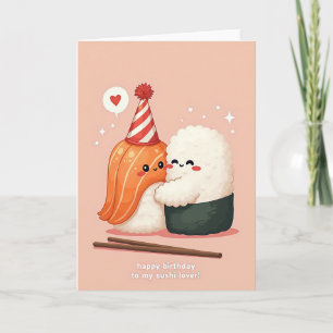 Tarjeta de Cumpleaños con Comida Dulce y Abrazo