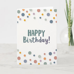 Tarjeta de cumpleaños con confeti alegre