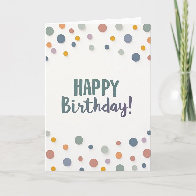 Tarjeta de cumpleaños con confeti alegre (Anverso)