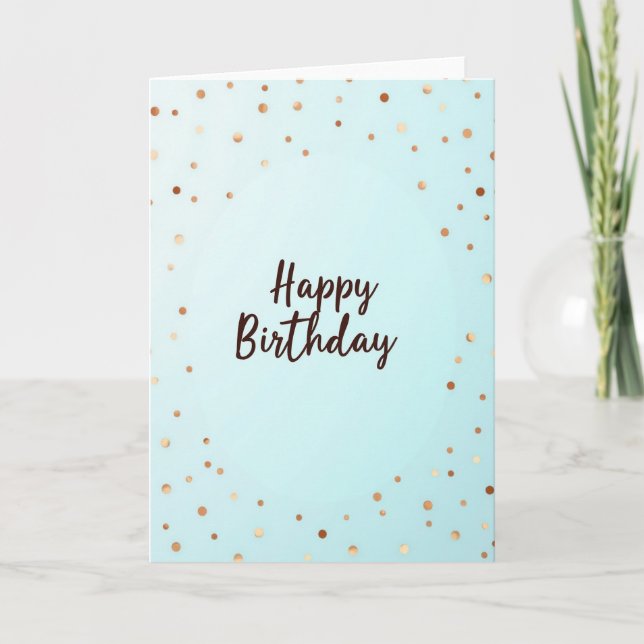 Tarjeta de cumpleaños con confeti azul (Anverso)