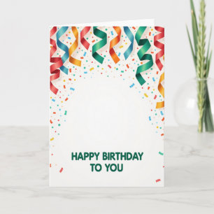 Tarjeta de cumpleaños con confeti colorido