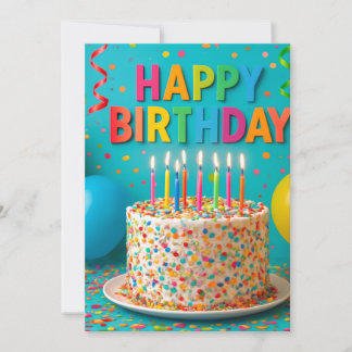 Tarjeta de cumpleaños con confeti divertida