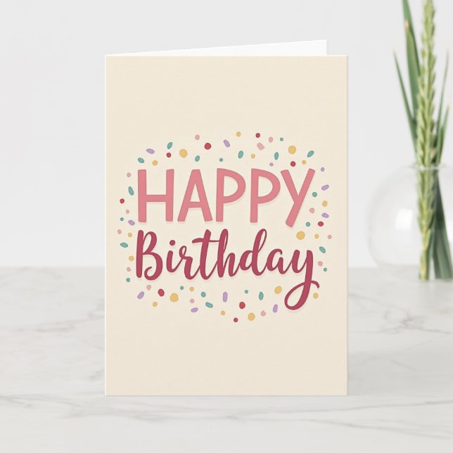 Tarjeta de cumpleaños con confeti dulce (Anverso)