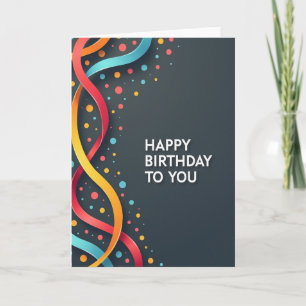 Tarjeta de cumpleaños con confeti en forma de cint