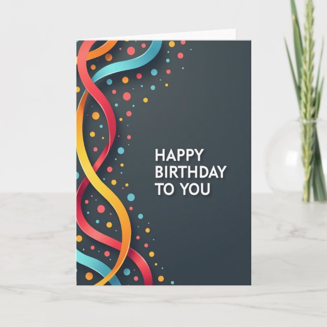 Tarjeta de cumpleaños con confeti en forma de cint (Anverso)