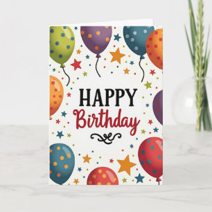 Tarjeta de cumpleaños con confeti estrellado