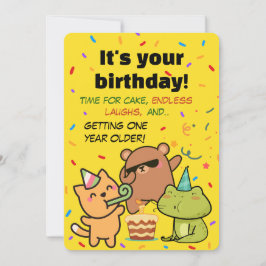 Tarjeta de cumpleaños con confeti linda para amigo