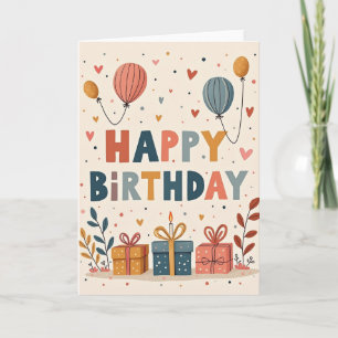 Tarjeta de cumpleaños con confeti pastel