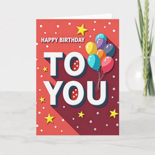 Tarjeta de cumpleaños con confeti rojo alegre (Anverso)