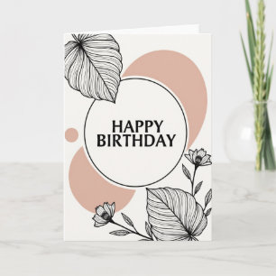 Tarjeta de cumpleaños con contorno floral